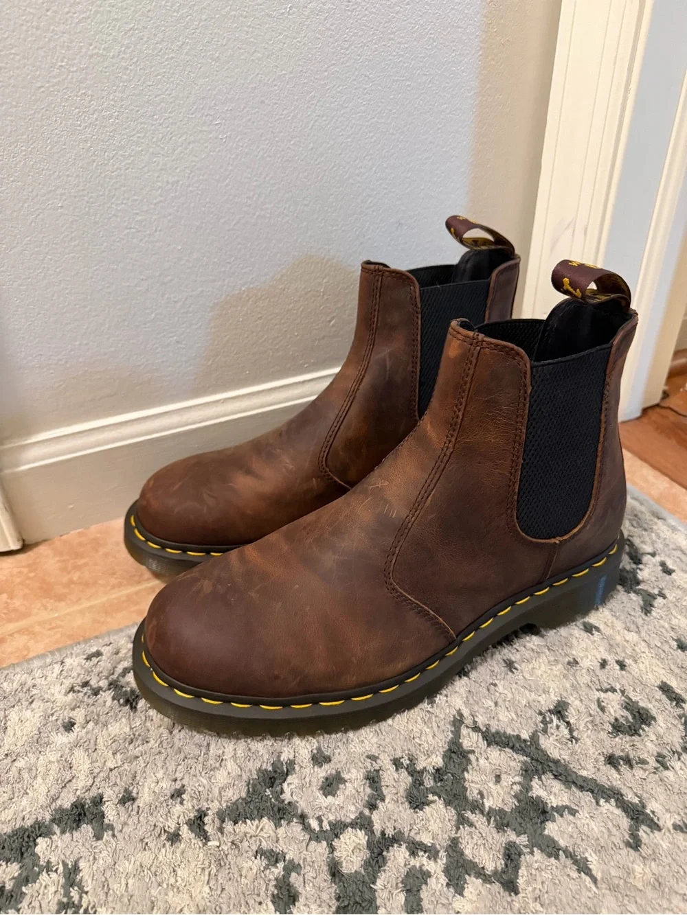 Men's Brown Leather Chelsea Work Boot with Contrast Stitching